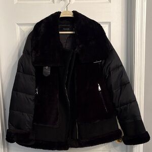 Tahari Black Teddy Jacket with Faux Fur